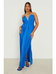 Ruffle Detail Plunge Maxi Dress