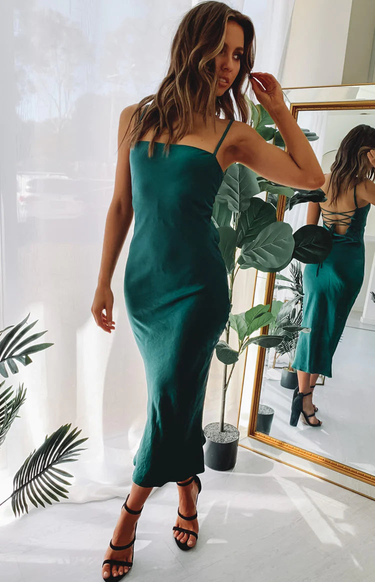 Amaryllis Dress Emerald - Beginning Boutique