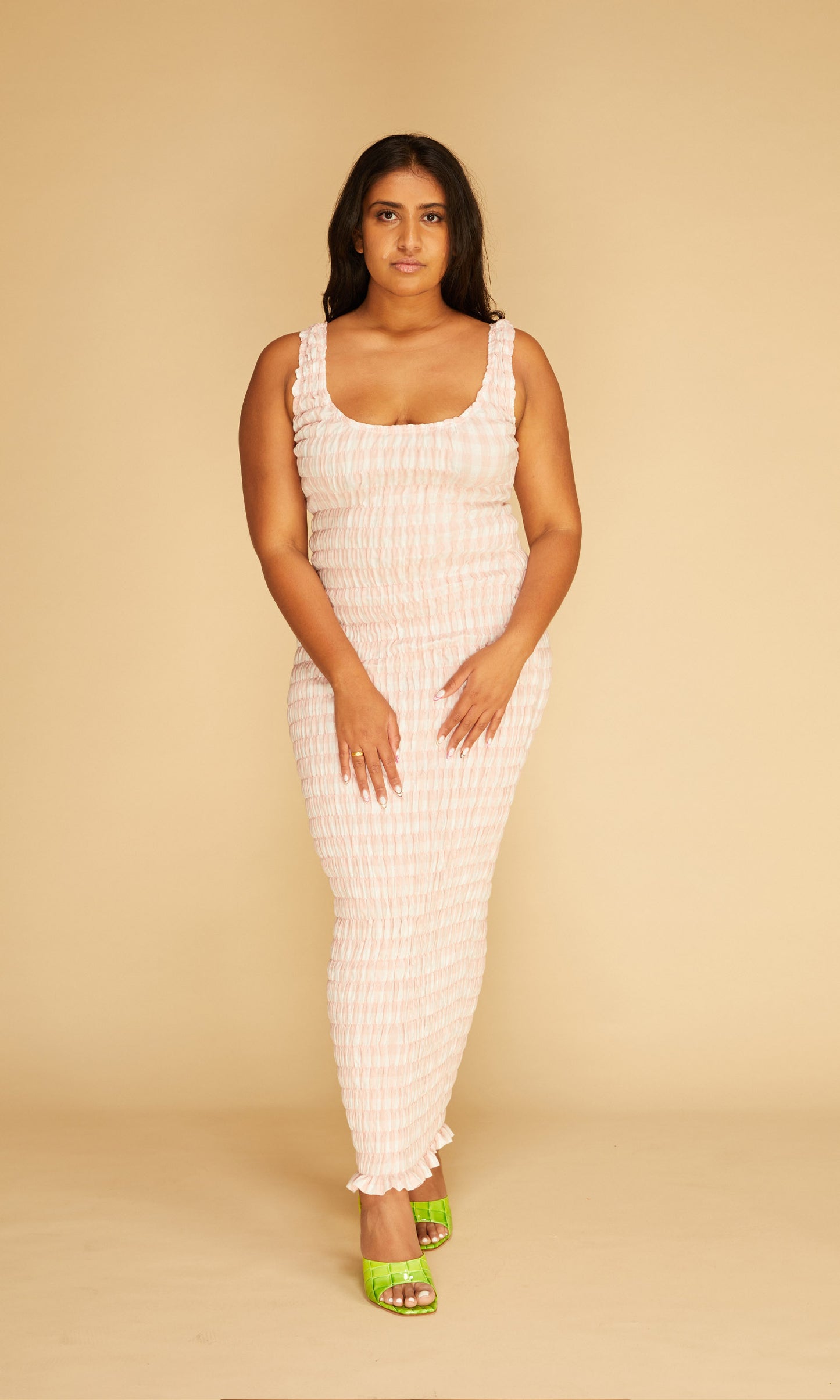 Klein Gingham Midi Dress - Ruby