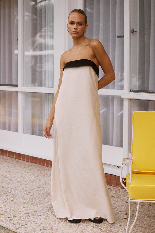 Lydia Maxi Dress - Sand/Black - Seven Wonders