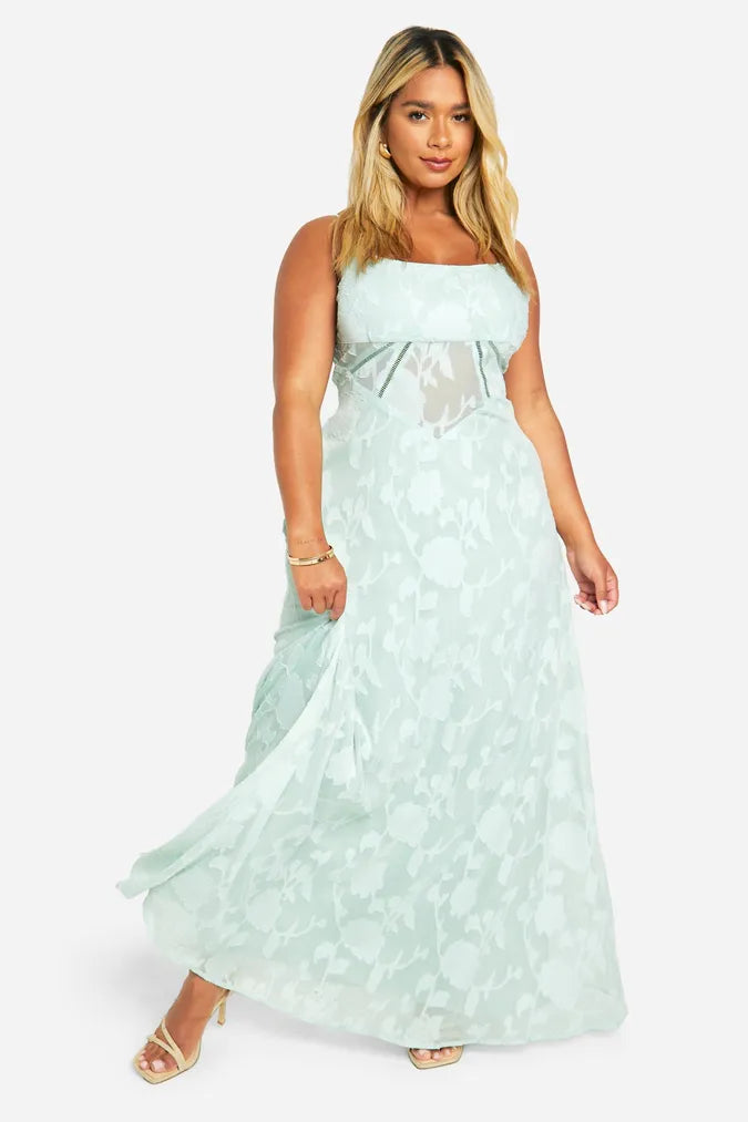 Floral Jacquard Maxi Dress
