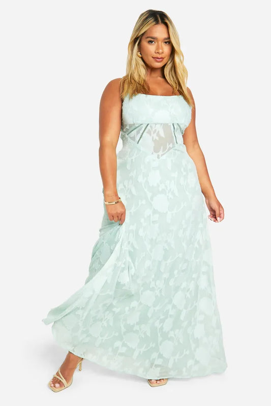 Floral Jacquard Maxi Dress