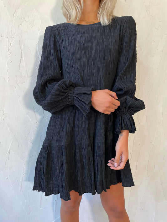 Asher Smock Dress in Black - Sovere